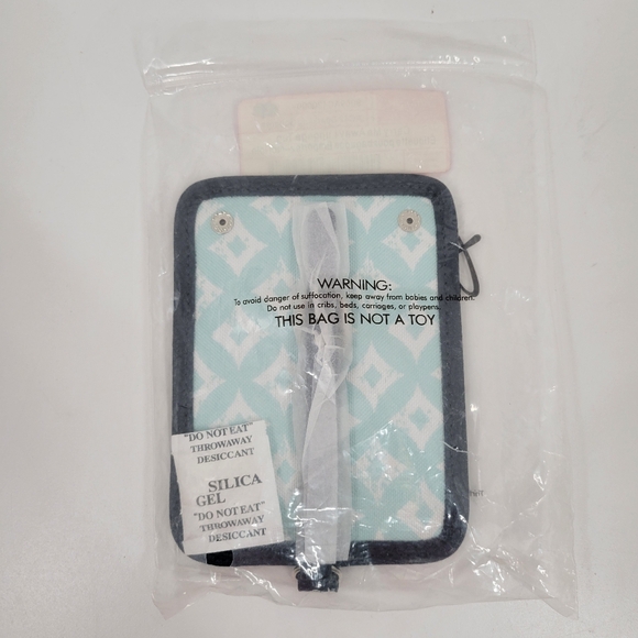 Thirty One 31 Carry Me Away Teal Blue Luggage Tag Sparkling Squares NEW - Picture 2 of 3